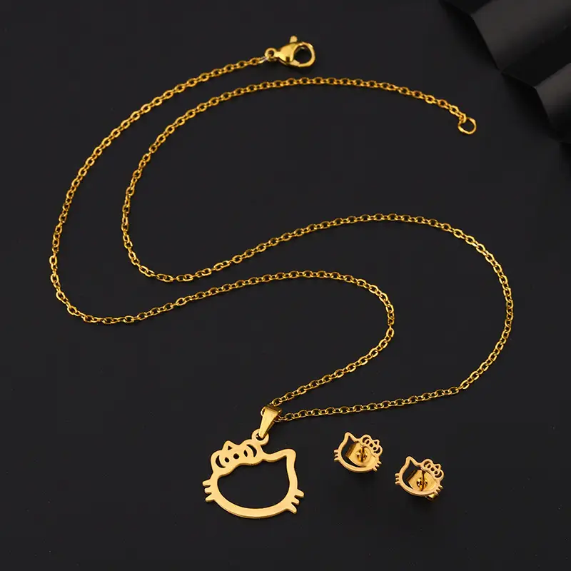 Five-Pointed Star Earrings Necklace Gold Titanium — feature 5