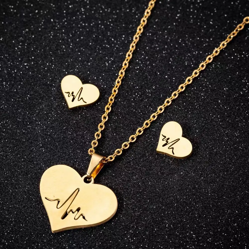 Five-Pointed Star Earrings Necklace Gold Titanium — feature 7