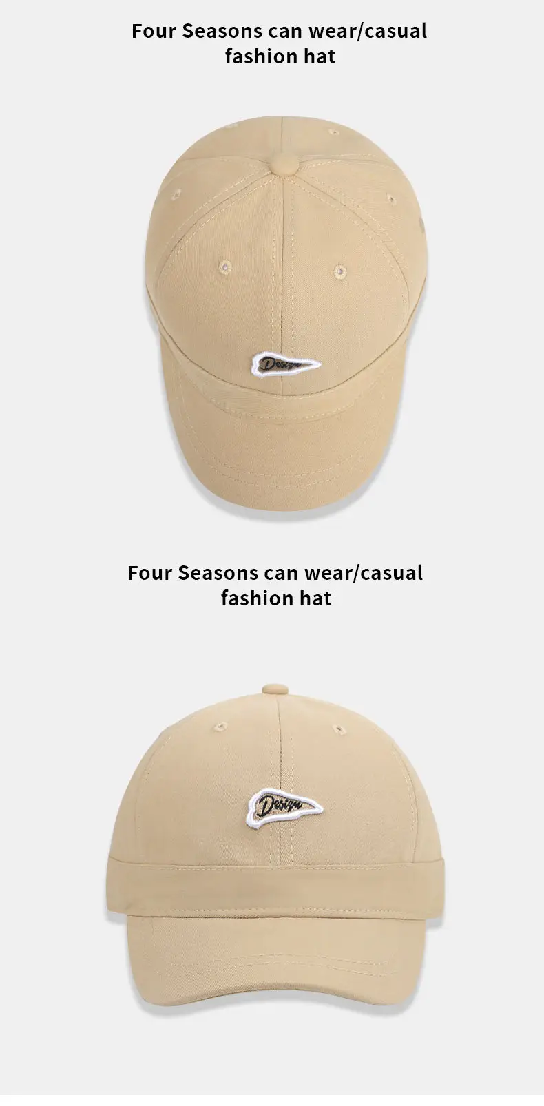 Men Embroidered Casual Cap Black Beige Brown Grey Purple — feature 11