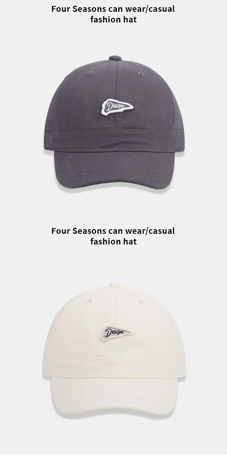 Men Embroidered Casual Cap Black Beige Brown Grey Purple — feature 12