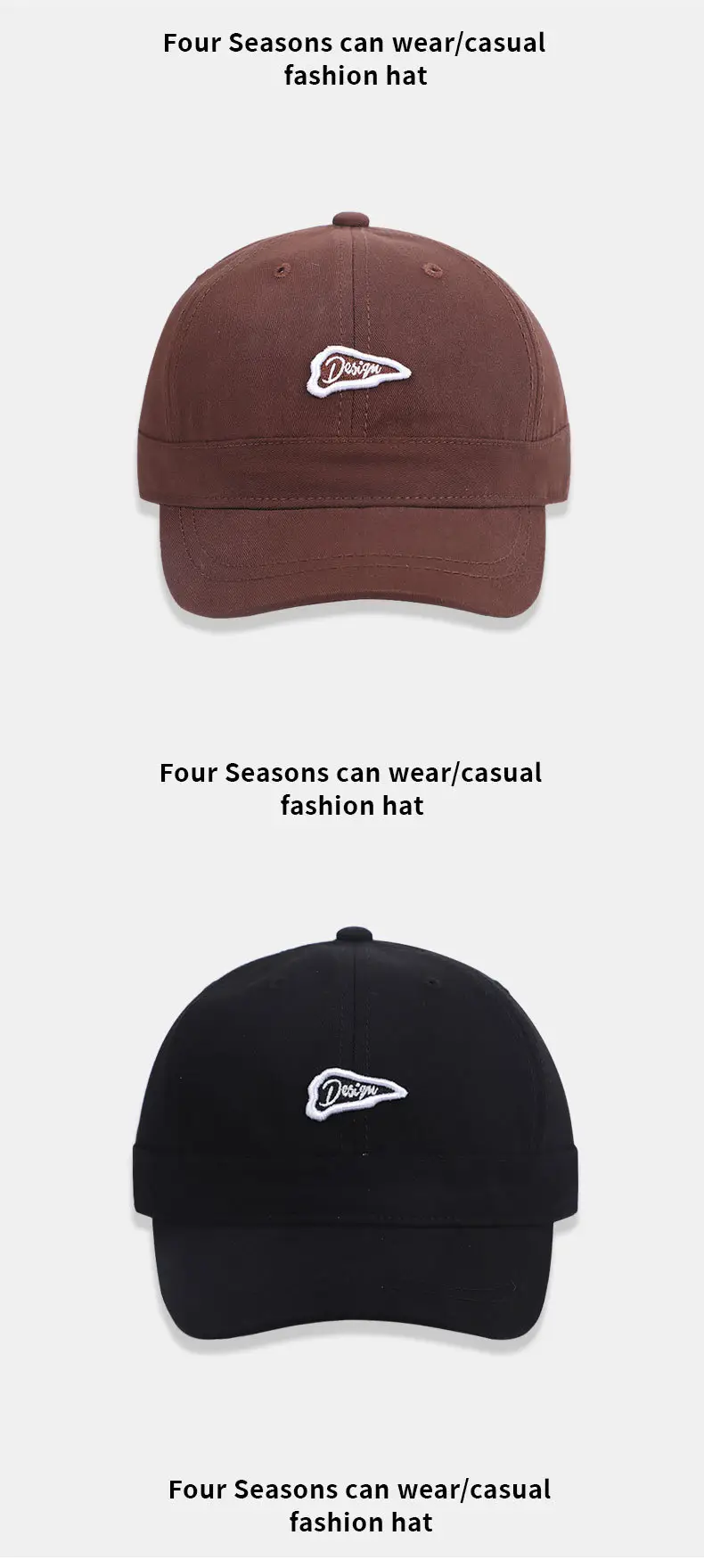Men Embroidered Casual Cap Black Beige Brown Grey Purple — feature 13