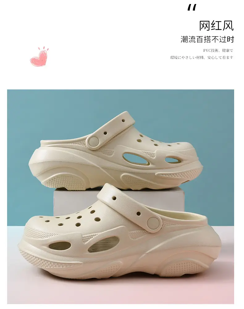 Summer EVA Thick Sole Hole Shoes Women's Wear-resistant Wear-resistant Sandals and Slippers with Height-increasing Breathable Baotou and Sneakers — feature 10