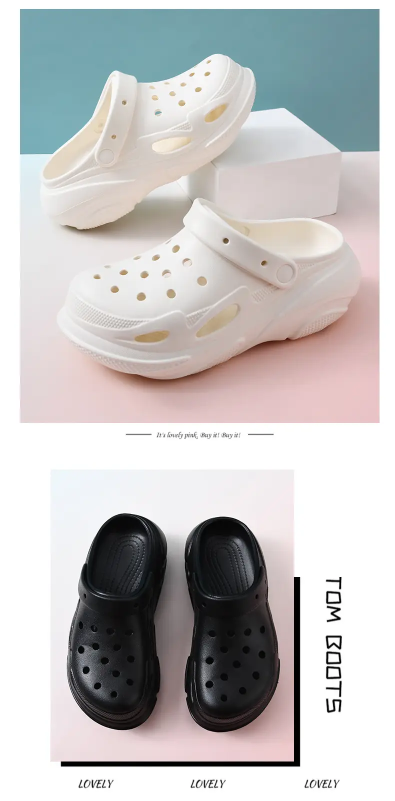 Summer EVA Thick Sole Hole Shoes Women's Wear-resistant Wear-resistant Sandals and Slippers with Height-increasing Breathable Baotou and Sneakers — feature 14