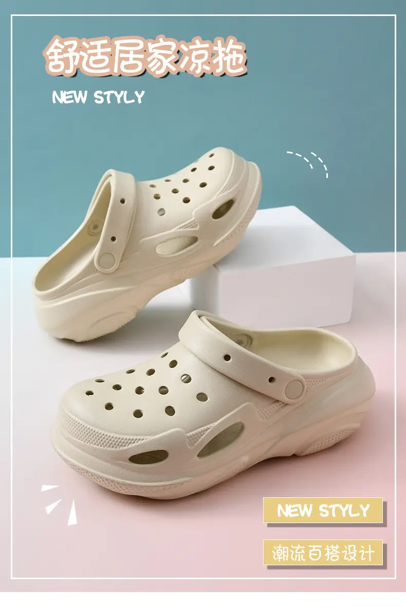 Summer EVA Thick Sole Hole Shoes Women's Wear-resistant Wear-resistant Sandals and Slippers with Height-increasing Breathable Baotou and Sneakers — feature 8