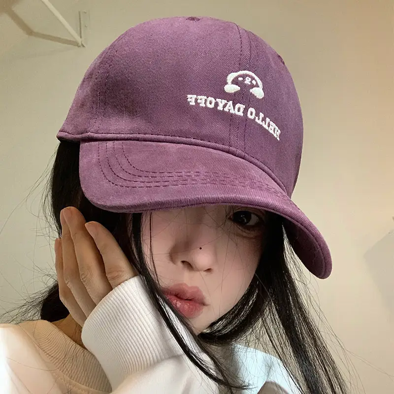 Women Korean Embroidered Cap Beige 2025 - Image 3