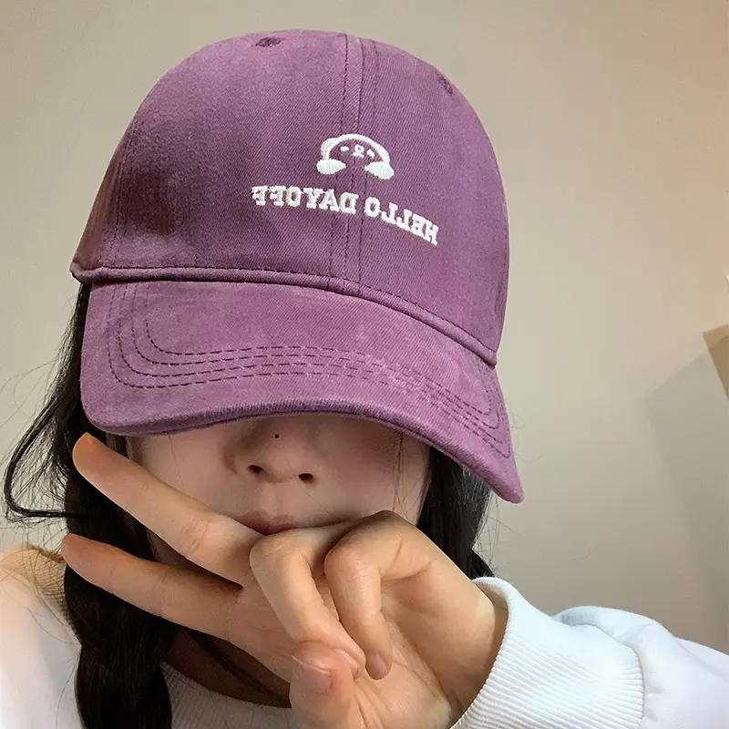 Women Korean Embroidered Cap Beige 2025 - Image 5
