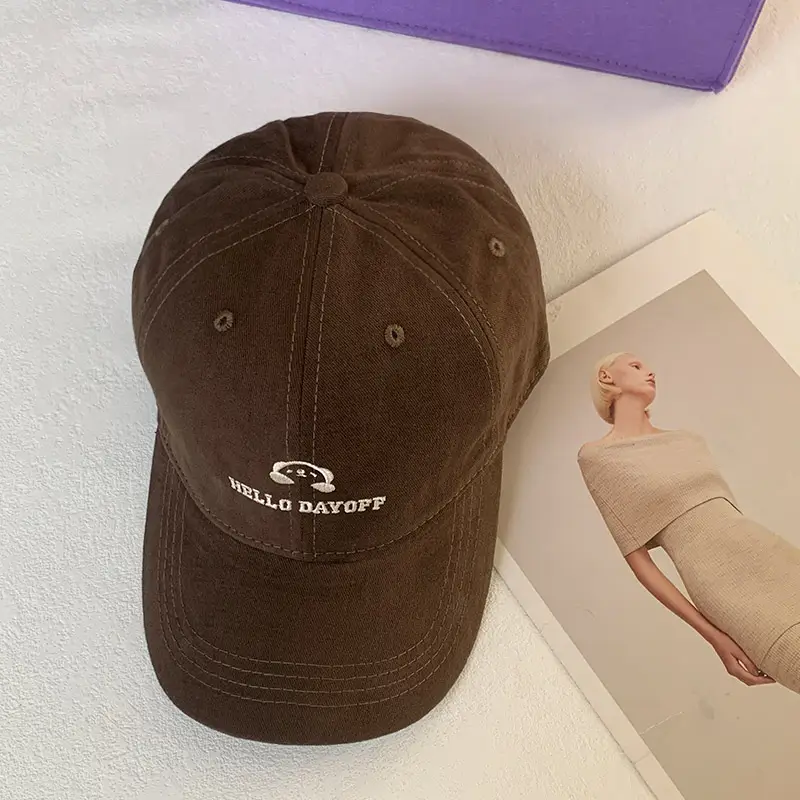 Women Korean Embroidered Cap Beige 2025 - Image 2