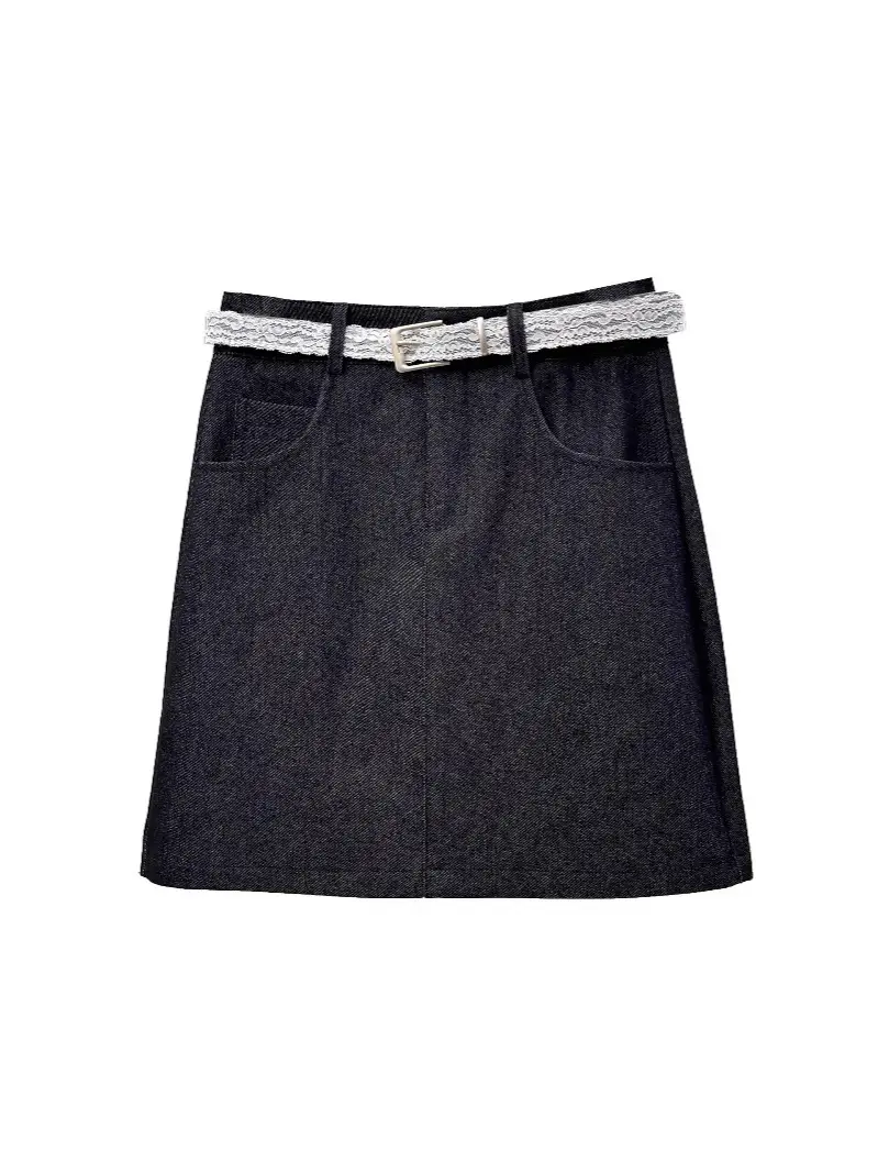 Women Denim High Waist Black Skirt 2025 - Image 7