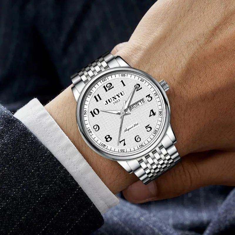 Men's Steel Band Automatic Watch with Double Calendar - Image 4