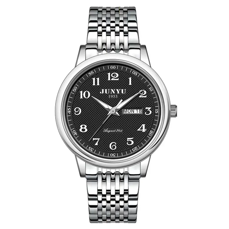 Men's Steel Band Automatic Watch with Double Calendar - Image 2