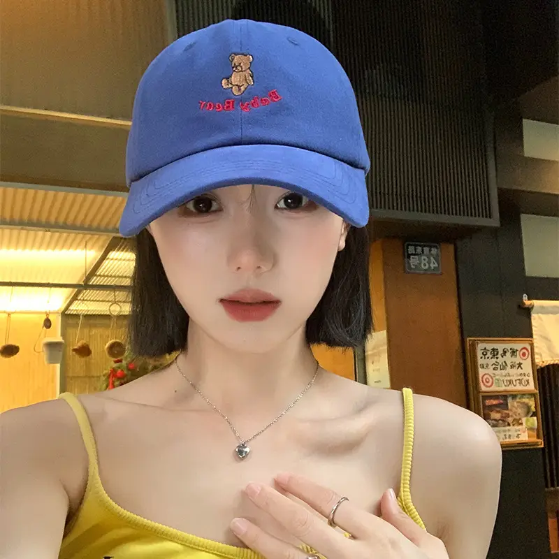 Women Blue Bear Embroidered Baseball Cap - Image 8