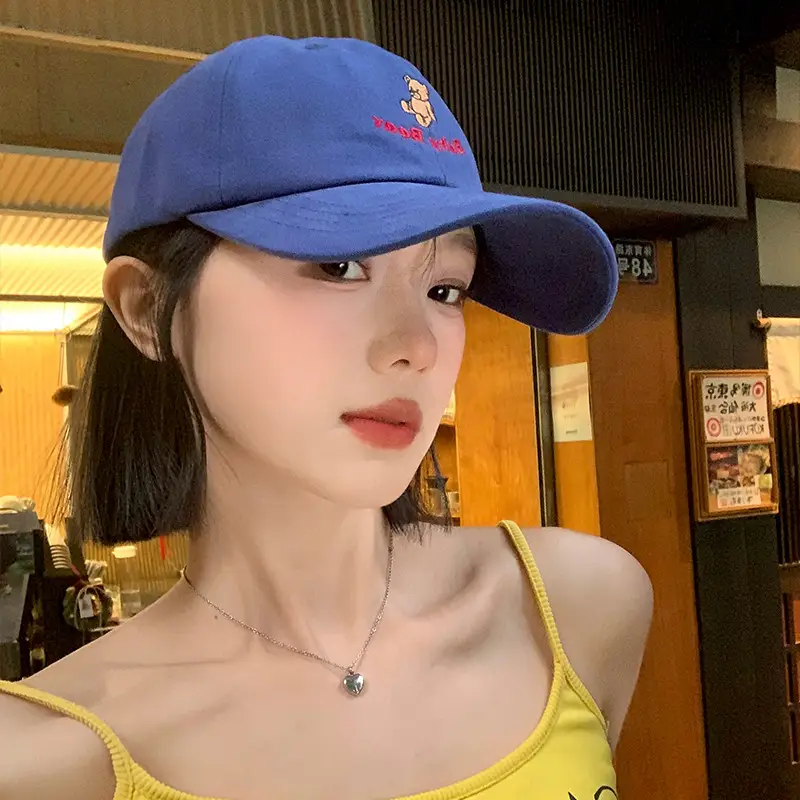 Women Blue Bear Embroidered Baseball Cap - Image 9