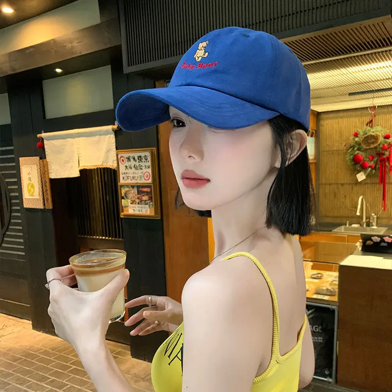Women Blue Bear Embroidered Baseball Cap - Image 10