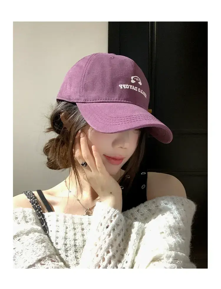 Purple Embroidered Women's Baseball Cap with Wide Brim — feature 10