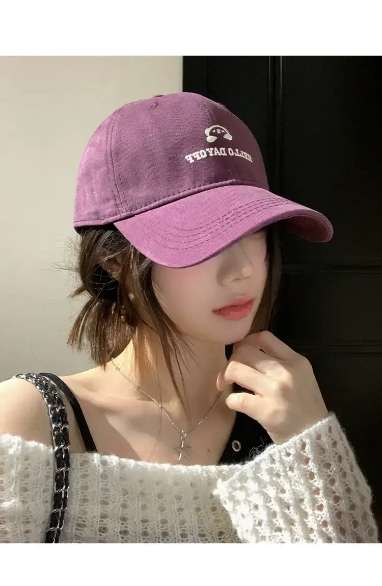 Purple Embroidered Women's Baseball Cap with Wide Brim — feature 11