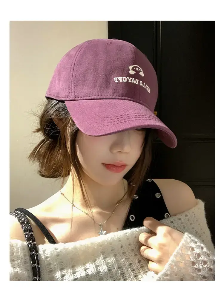Purple Embroidered Women's Baseball Cap with Wide Brim — feature 6