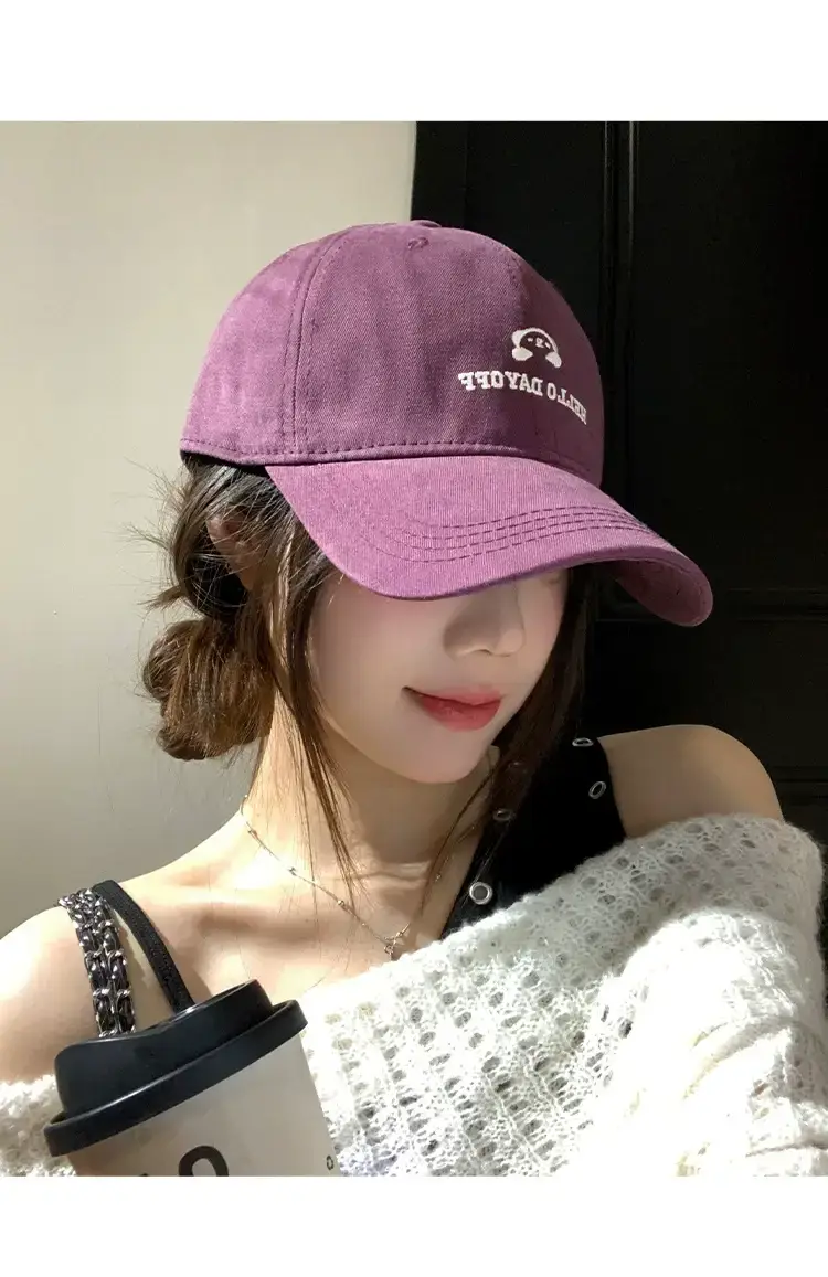 Purple Embroidered Women's Baseball Cap with Wide Brim — feature 7