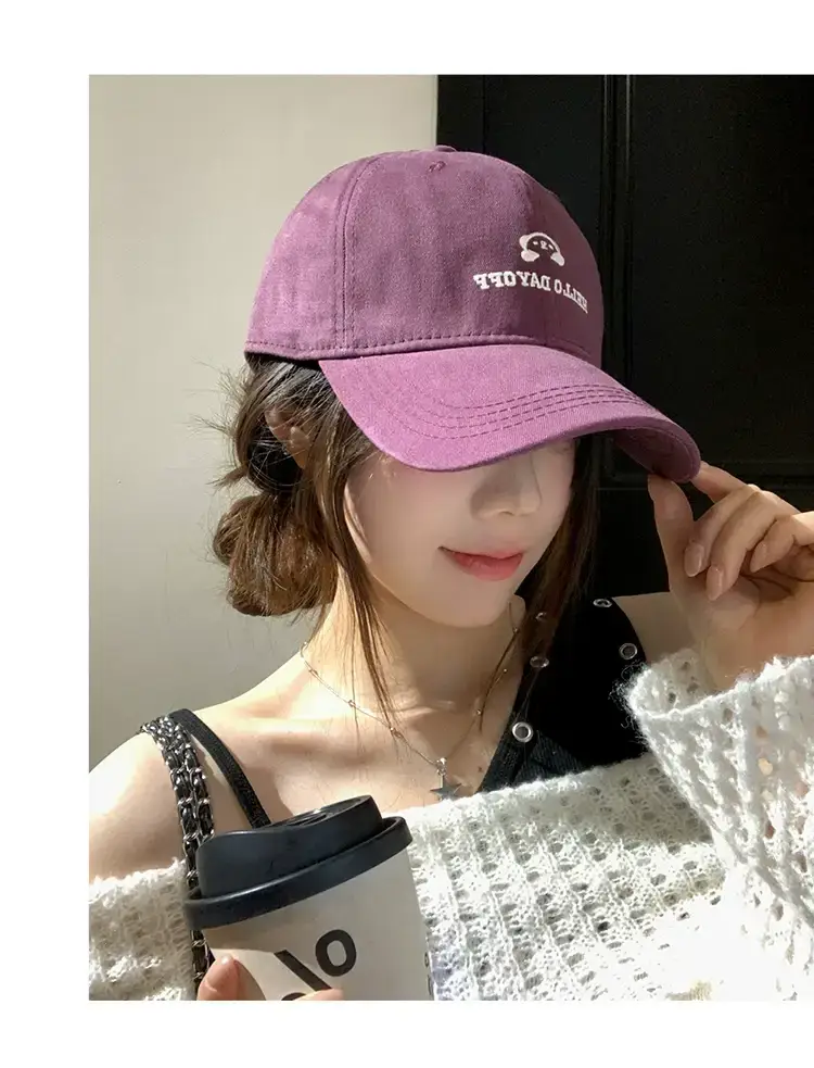 Purple Embroidered Women's Baseball Cap with Wide Brim — feature 8