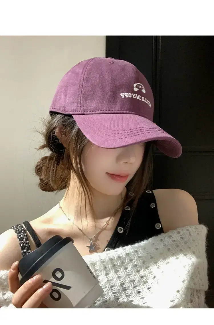 Purple Embroidered Women's Baseball Cap with Wide Brim — feature 9