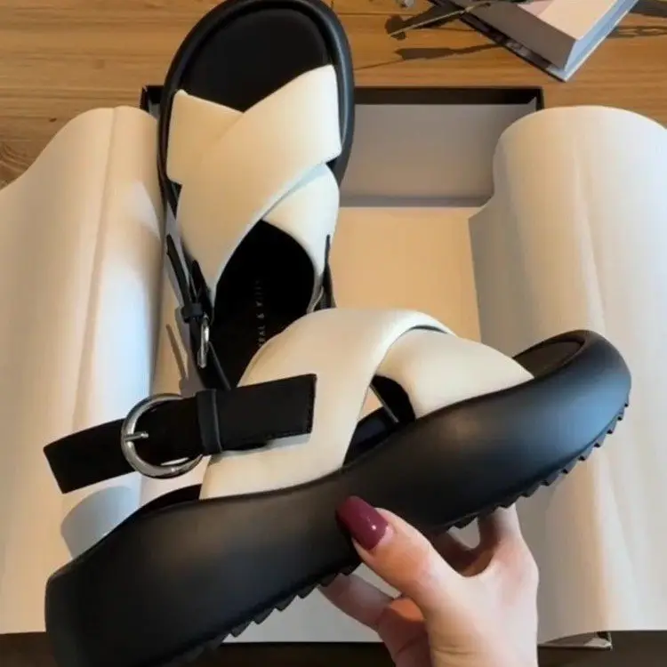 Internet Celebrity Sandals Fairy Style 2025 Summer New Student All-match Thick Bottom Platform Roman Beach Shoes Ins Trendy — feature 1