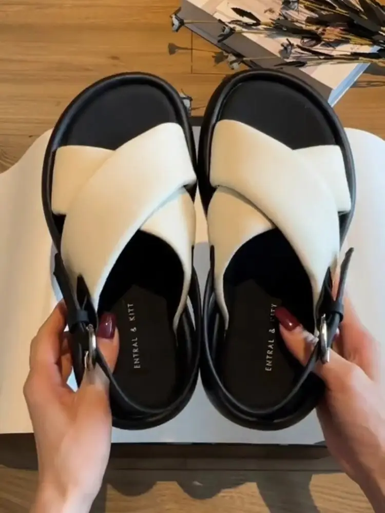 Internet Celebrity Sandals Fairy Style 2025 Summer New Student All-match Thick Bottom Platform Roman Beach Shoes Ins Trendy — feature 10