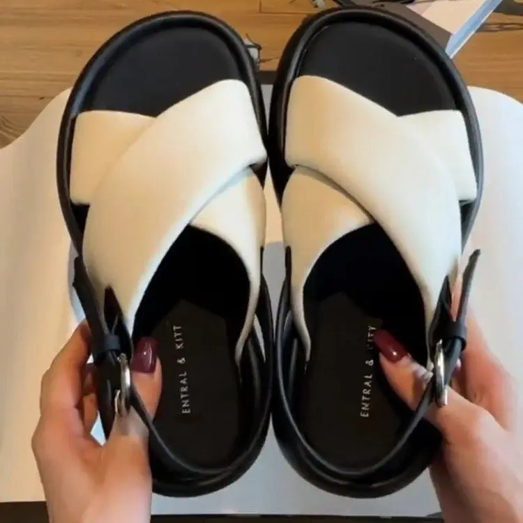 Internet Celebrity Sandals Fairy Style 2025 Summer New Student All-match Thick Bottom Platform Roman Beach Shoes Ins Trendy — feature 3