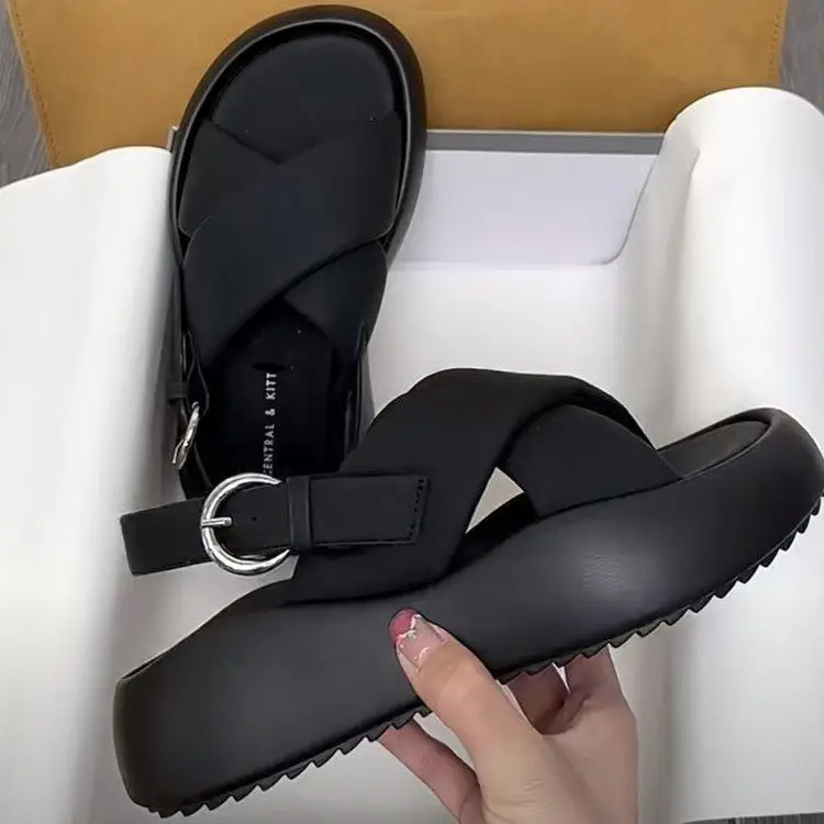 Internet Celebrity Sandals Fairy Style 2025 Summer New Student All-match Thick Bottom Platform Roman Beach Shoes Ins Trendy — feature 5