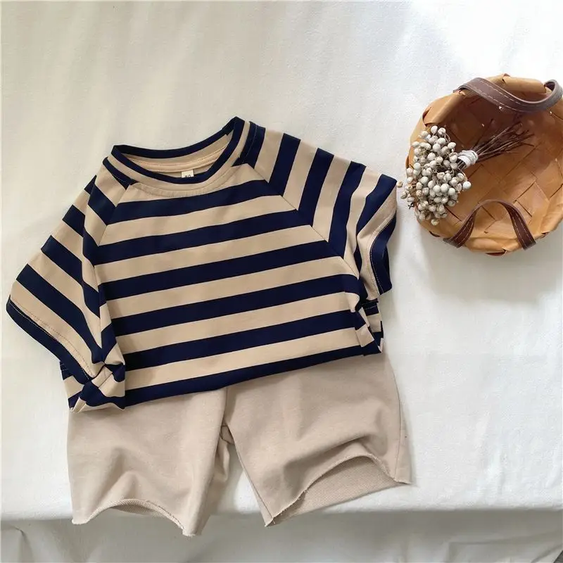 Kids Striped T-Shirt Red White Cotton Boys Girls — feature 10