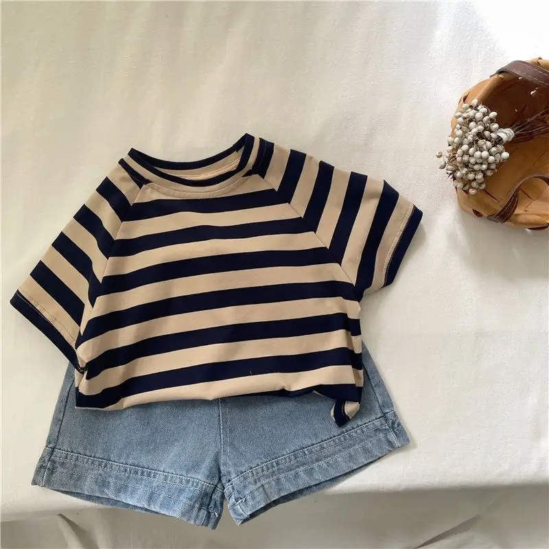 Kids Striped T-Shirt Red White Cotton Boys Girls — feature 14
