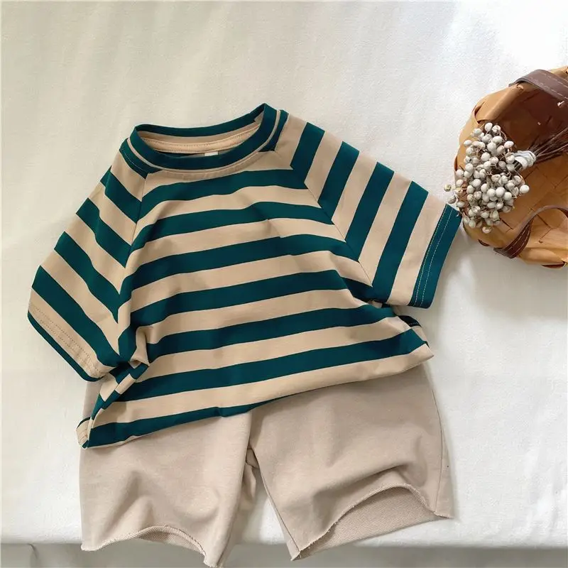 Kids Striped T-Shirt Red White Cotton Boys Girls — feature 8