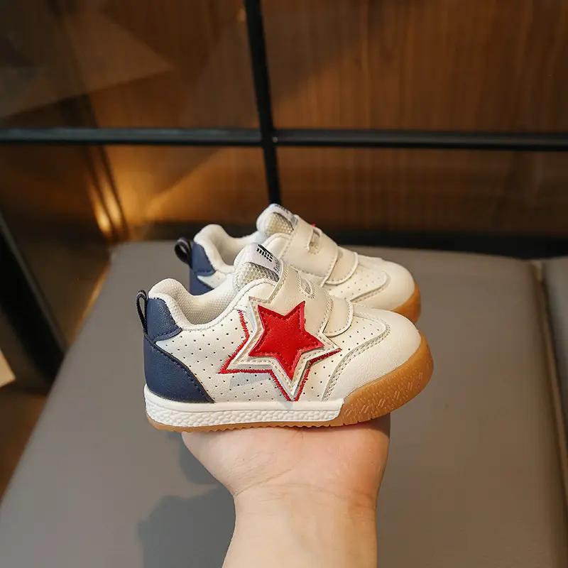 Baby Sneakers White Blue Star Toddler Shoes - Image 3