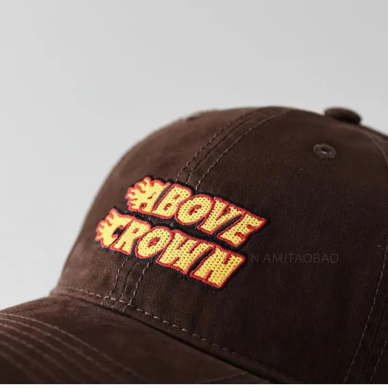 Brown "Above Crown" Embroidered Cap for Men Women
