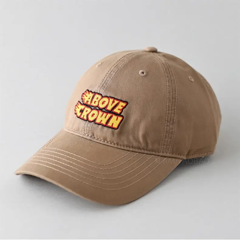 Brown "Above Crown" Embroidered Cap for Men Women — feature 5