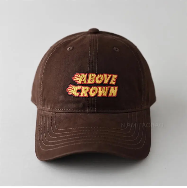 Brown "Above Crown" Embroidered Cap for Men Women — feature 7