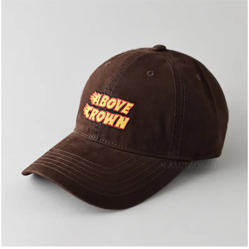 Brown "Above Crown" Embroidered Cap for Men Women