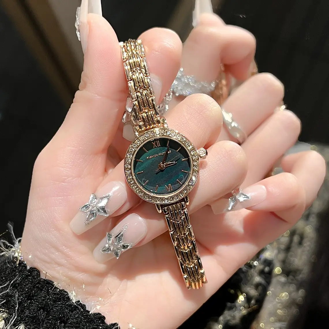 Small Gold Diamond Watch for Women Elegant Luxury - Image 3
