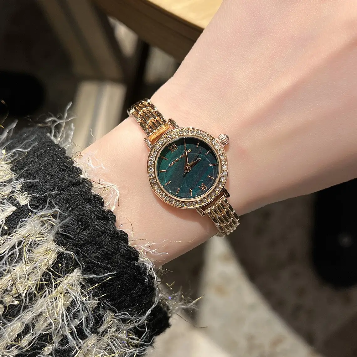 Small Gold Diamond Watch for Women Elegant Luxury - Image 5
