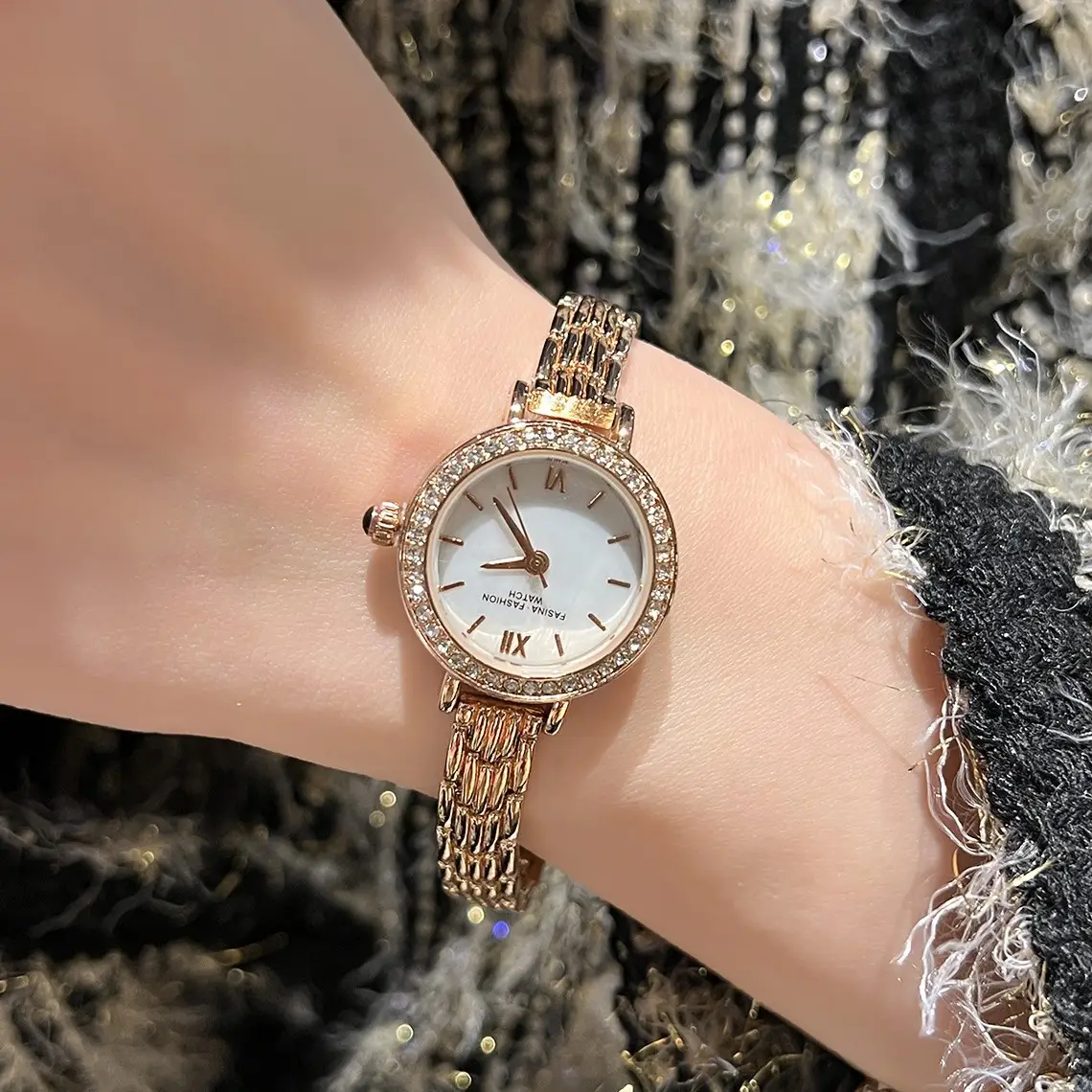 Small Gold Diamond Watch for Women Elegant Luxury - Image 6