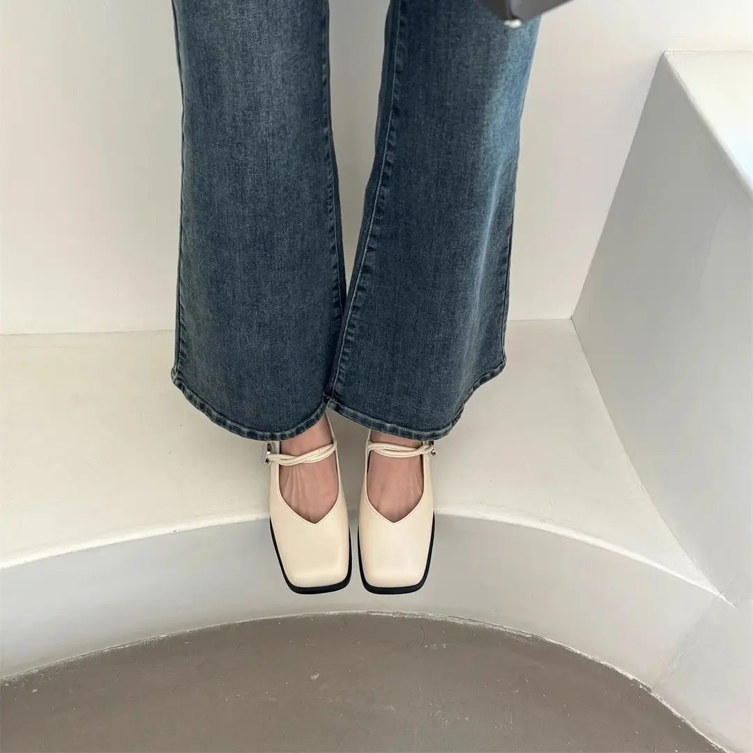 2025 Spring New Retro Square Toe Thick Heeled Mary Jane Shoes Women's Shoes Fairy Style Gentle Slip-on Shoes - Image 7