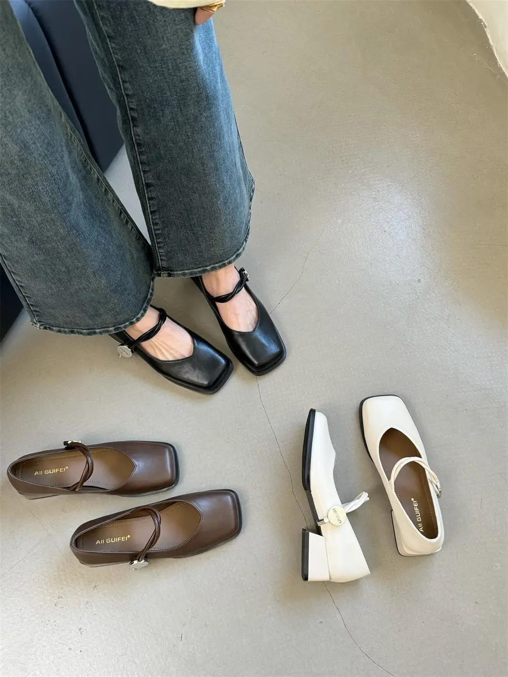 2025 Spring New Retro Square Toe Thick Heeled Mary Jane Shoes Women's Shoes Fairy Style Gentle Slip-on Shoes — feature 1