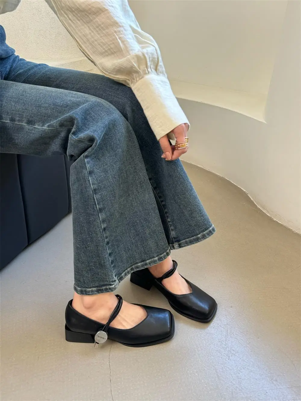 2025 Spring New Retro Square Toe Thick Heeled Mary Jane Shoes Women's Shoes Fairy Style Gentle Slip-on Shoes — feature 2