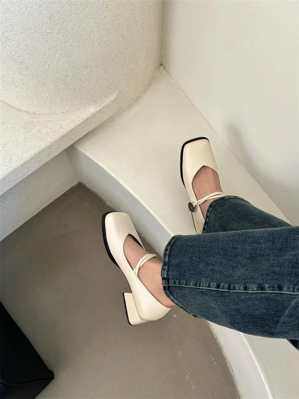 2025 Spring New Retro Square Toe Thick Heeled Mary Jane Shoes Women's Shoes Fairy Style Gentle Slip-on Shoes — feature 8