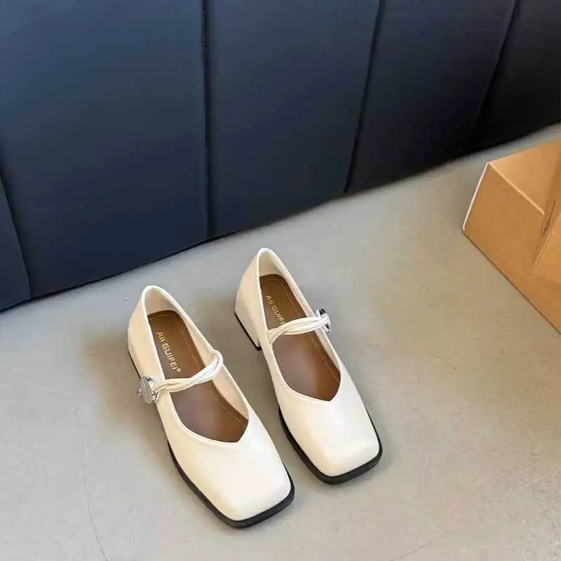 2025 Spring New Retro Square Toe Thick Heeled Mary Jane Shoes Women's Shoes Fairy Style Gentle Slip-on Shoes - Image 2