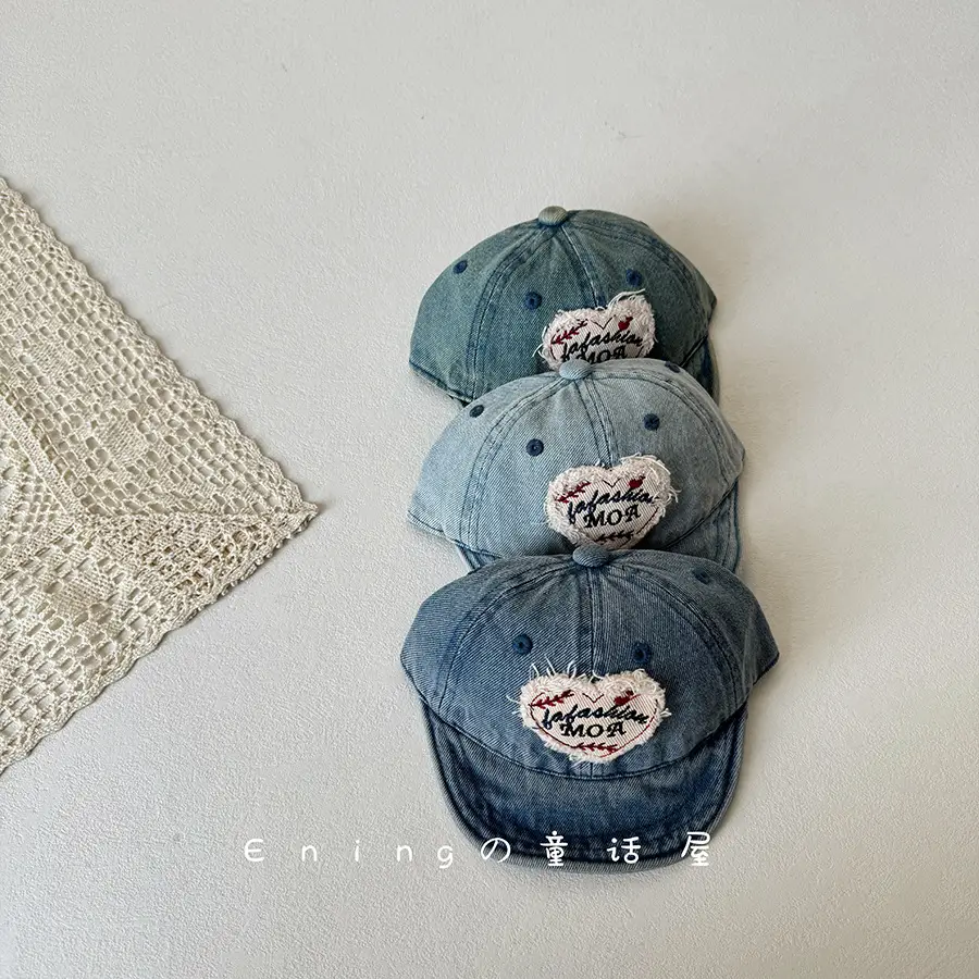 Denim Sunscreen Cap for Baby Boys Girls Small - Image 7
