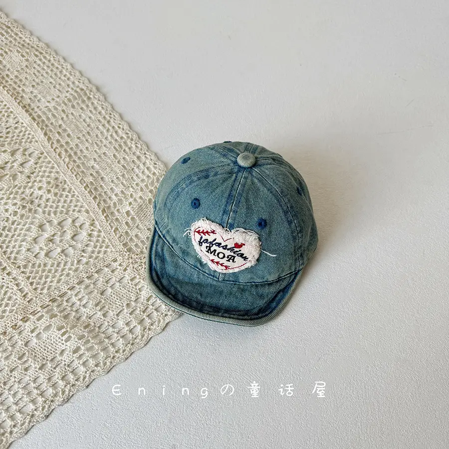 Denim Sunscreen Cap for Baby Boys Girls Small - Image 3