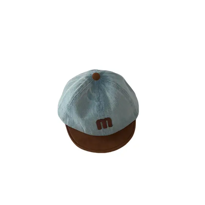 Children's Blue M-Branded Baseball Cap with Brown Trim