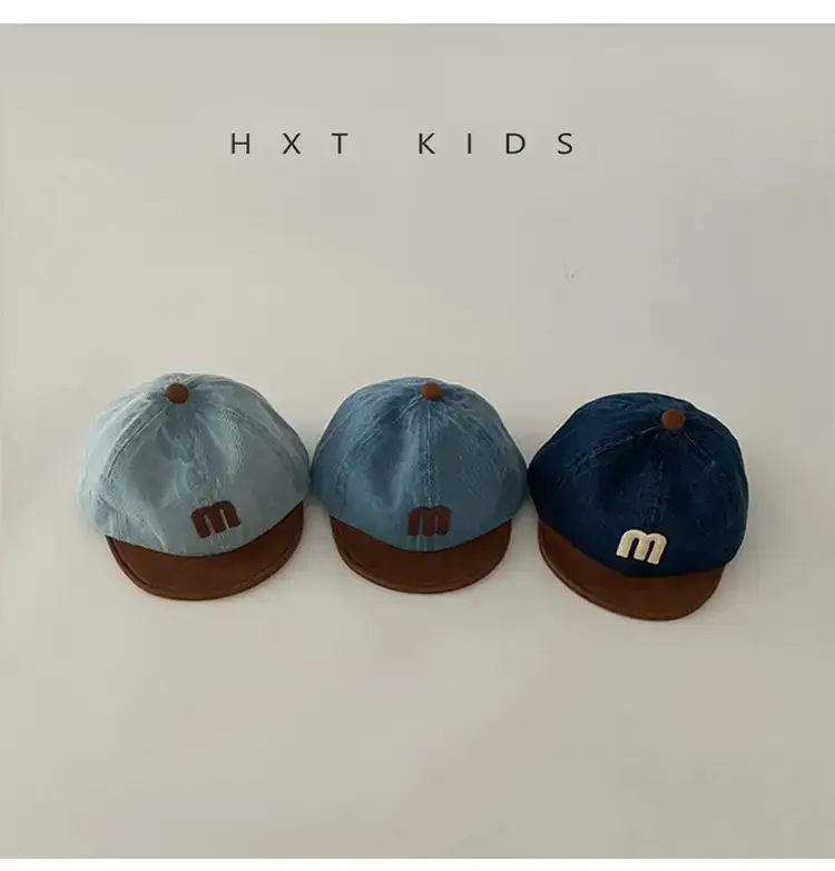 Children's Blue M-Branded Baseball Cap with Brown Trim — feature 2
