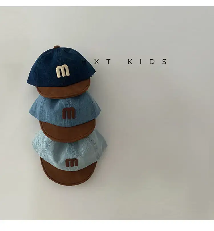 Children's Blue M-Branded Baseball Cap with Brown Trim — feature 4