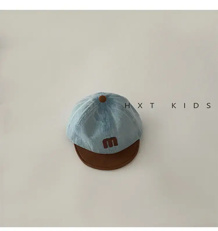 Children's Blue M-Branded Baseball Cap with Brown Trim — feature 7