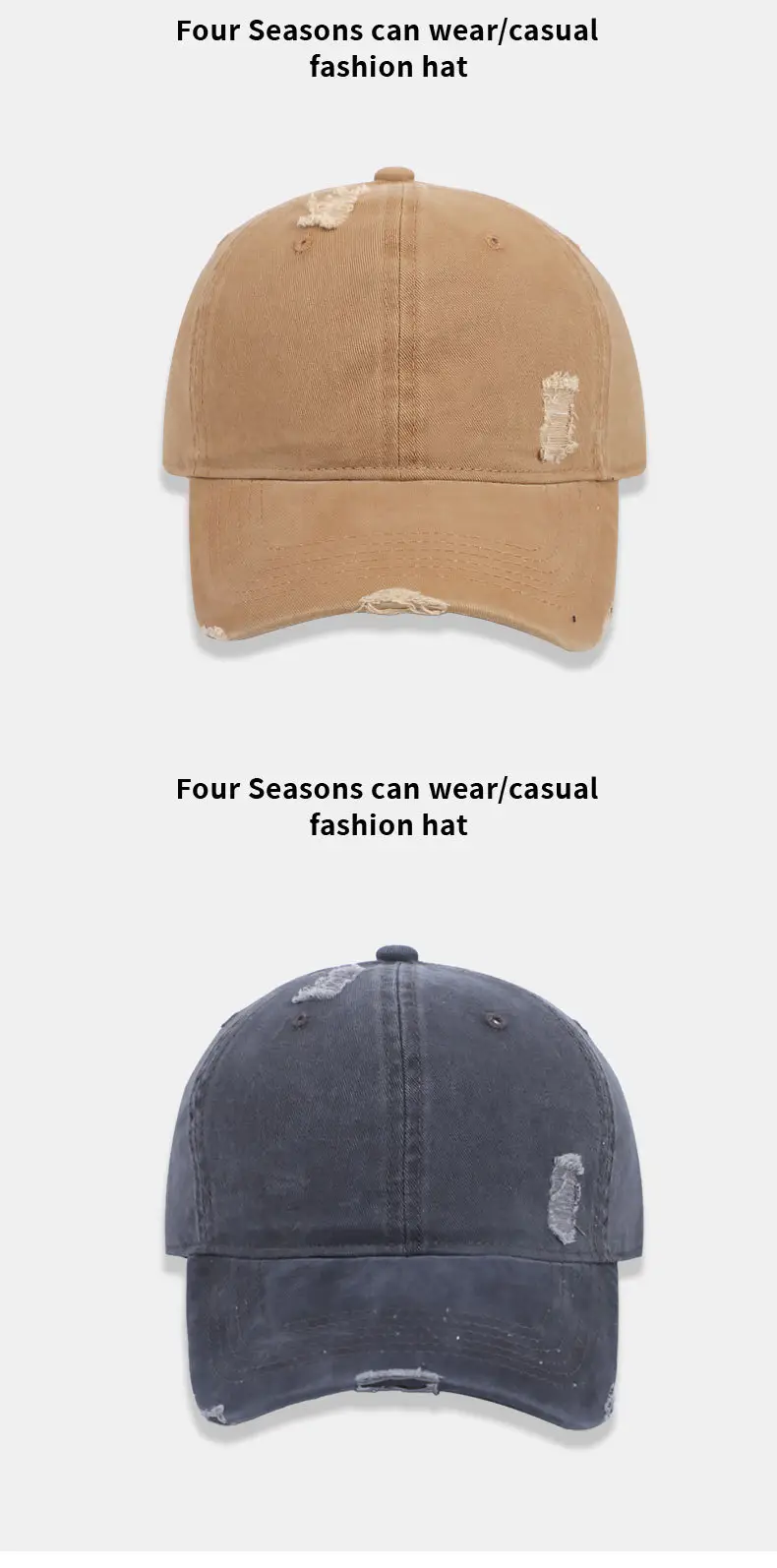 Pure Cotton Baseball Cap Women Men Solid Color Washable — feature 12